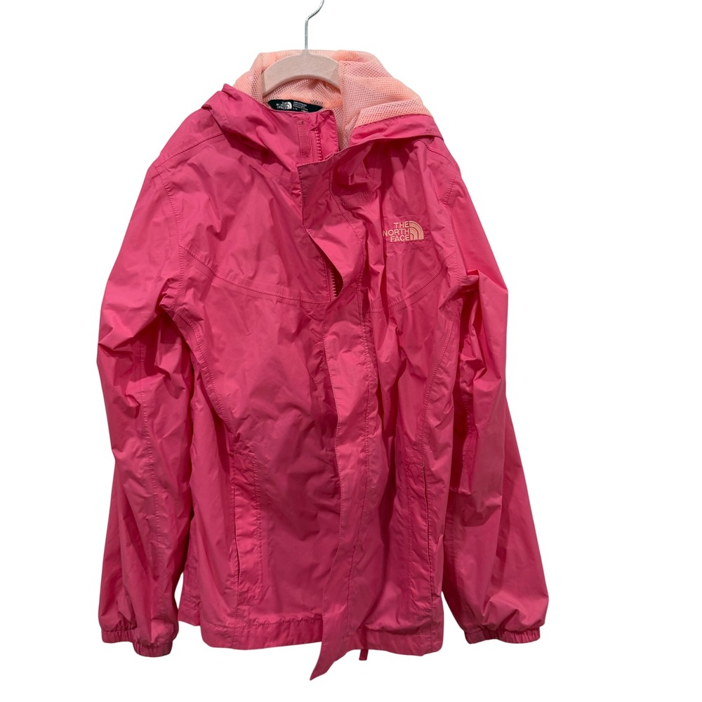 The North Face Girls Pink Resolve Rain Jacket Hooded Windbreaker Large‎ 14/16